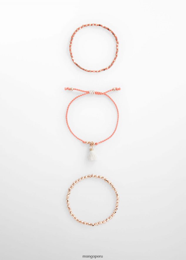 paquete de 3 pulseras rojo coral Mango chicas accesorios TJF0T5469