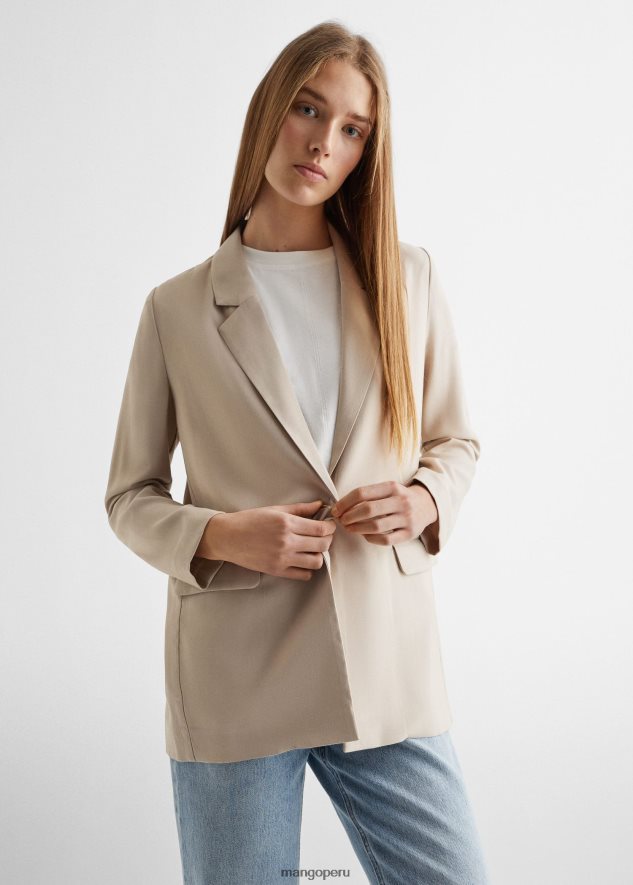 chaqueta de traje beige Mango chicas ropa TJF0T5275