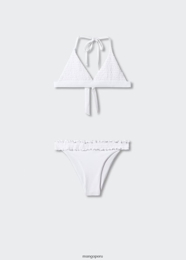 bikini con textura fruncida blanquecino Mango chicas ropa TJF0T5433