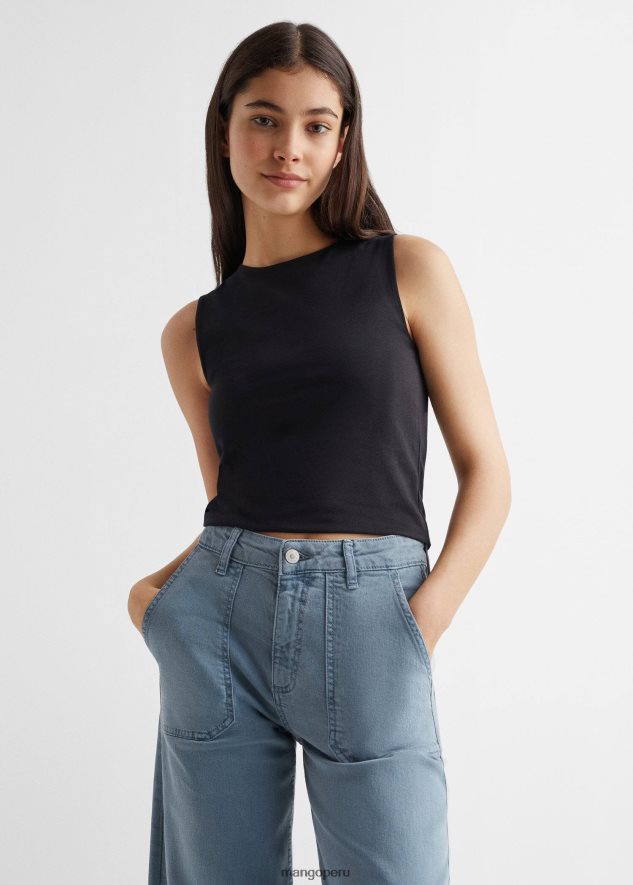 camiseta con tirantes anchos negro Mango chicas ropa TJF0T5102
