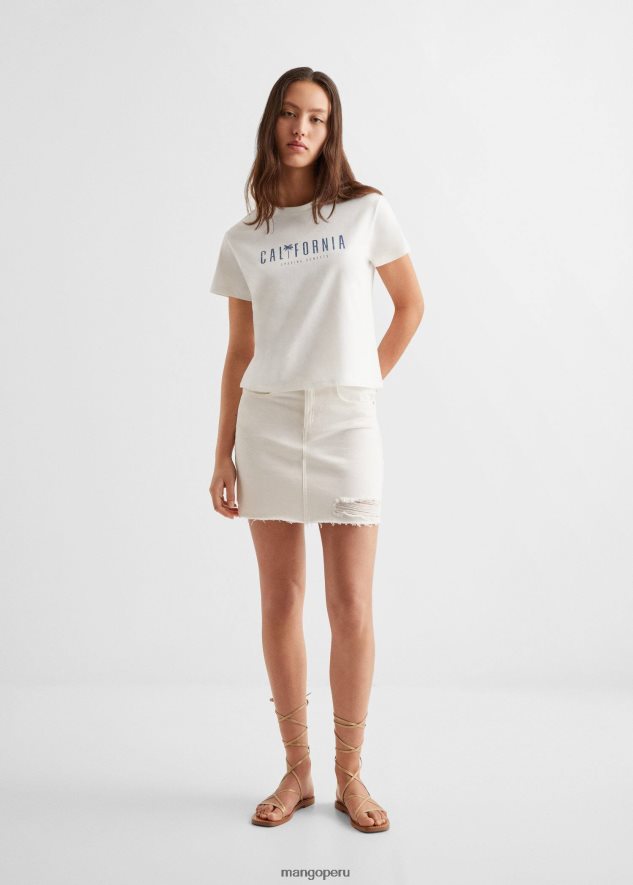 camiseta estampada en mezcla de algodón 1 blanquecino Mango chicas ropa TJF0T5136