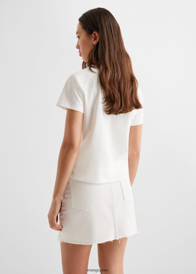 camiseta estampada en mezcla de algodón 1 blanquecino Mango chicas ropa TJF0T5136