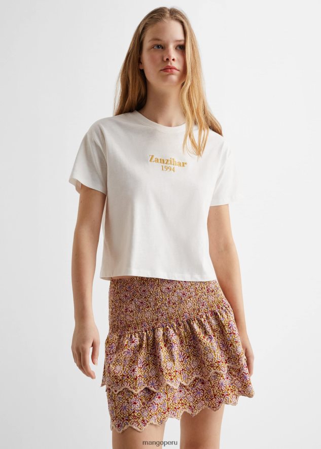 camiseta estampada en mezcla de algodón 1 blanquecino Mango chicas ropa TJF0T5175