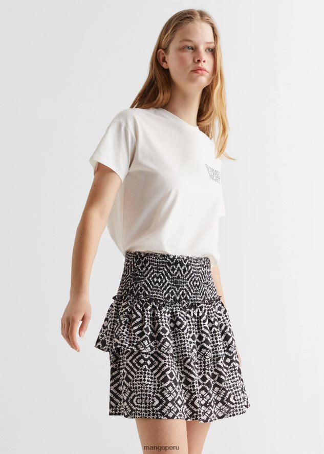 falda con volantes étnicos negro Mango chicas ropa TJF0T5405