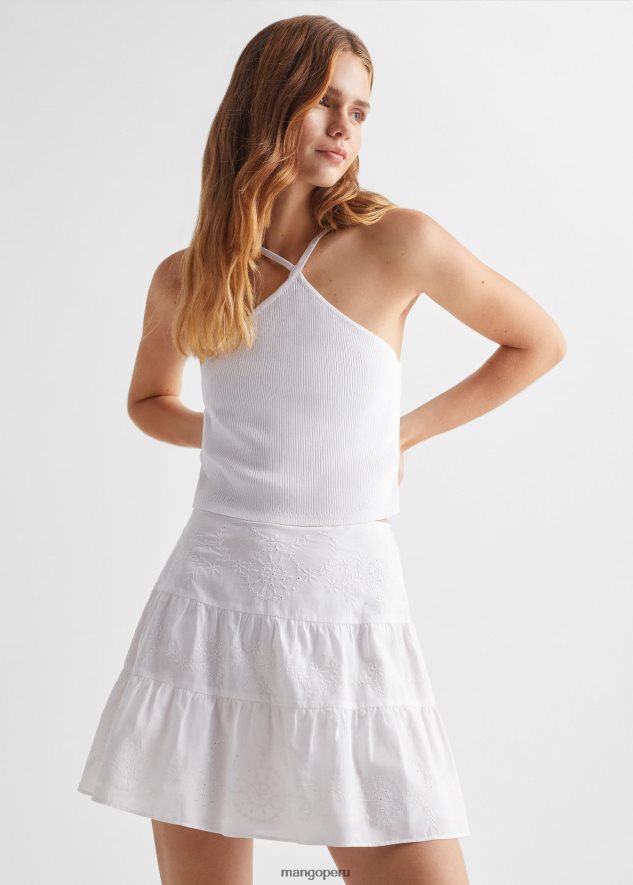 falda fruncida con volantes blanco Mango chicas ropa TJF0T5386