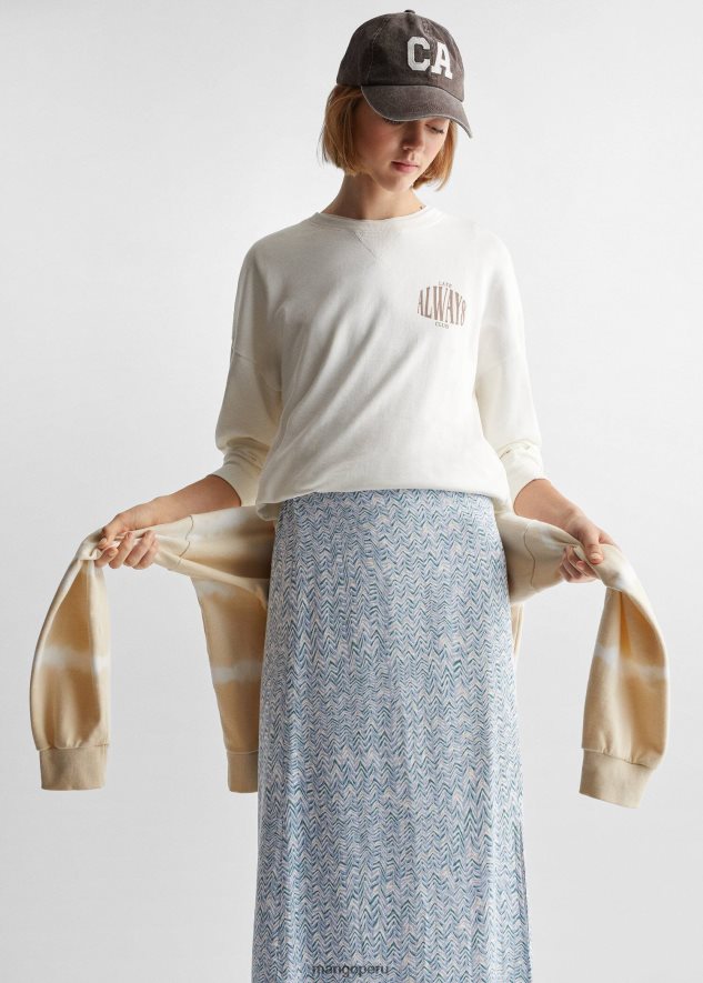 falda larga con abertura cielo azul Mango chicas ropa TJF0T5382