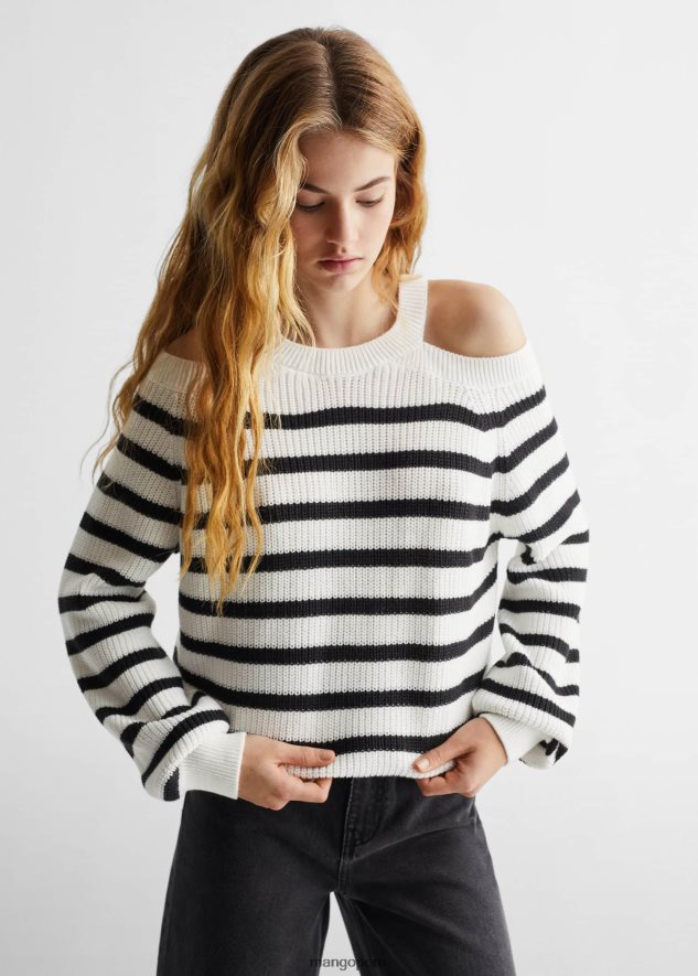 suéter con abertura en el hombro blanquecino Mango chicas ropa TJF0T5266