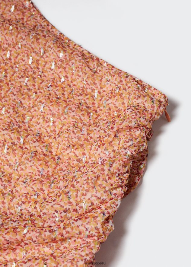 vestido asimétrico con volantes Rosa palido Mango chicas ropa TJF0T5039