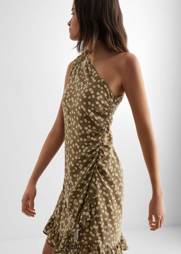 vestido asimétrico con volantes verde pastel Mango chicas ropa TJF0T5027