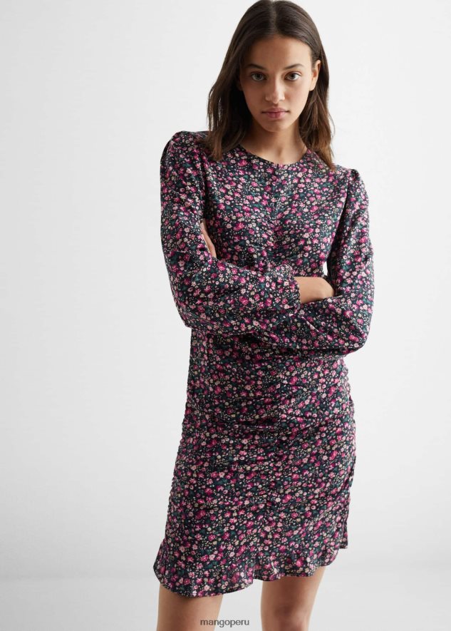 vestido con estampado floral negro Mango chicas ropa TJF0T5024