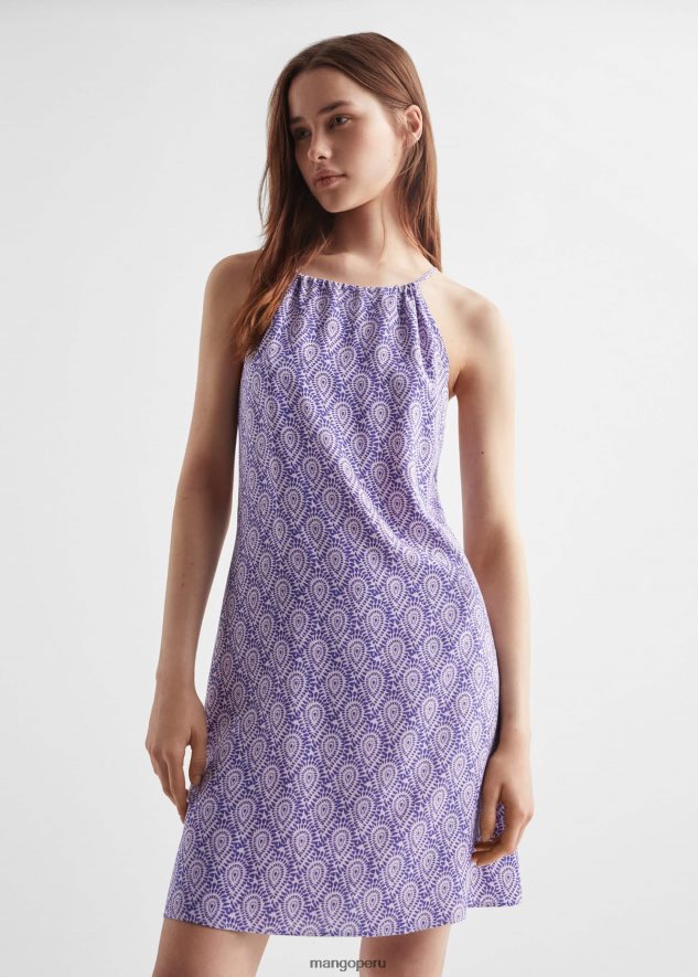 vestido cruzado estampado violeta claro/pastel Mango chicas ropa TJF0T5035