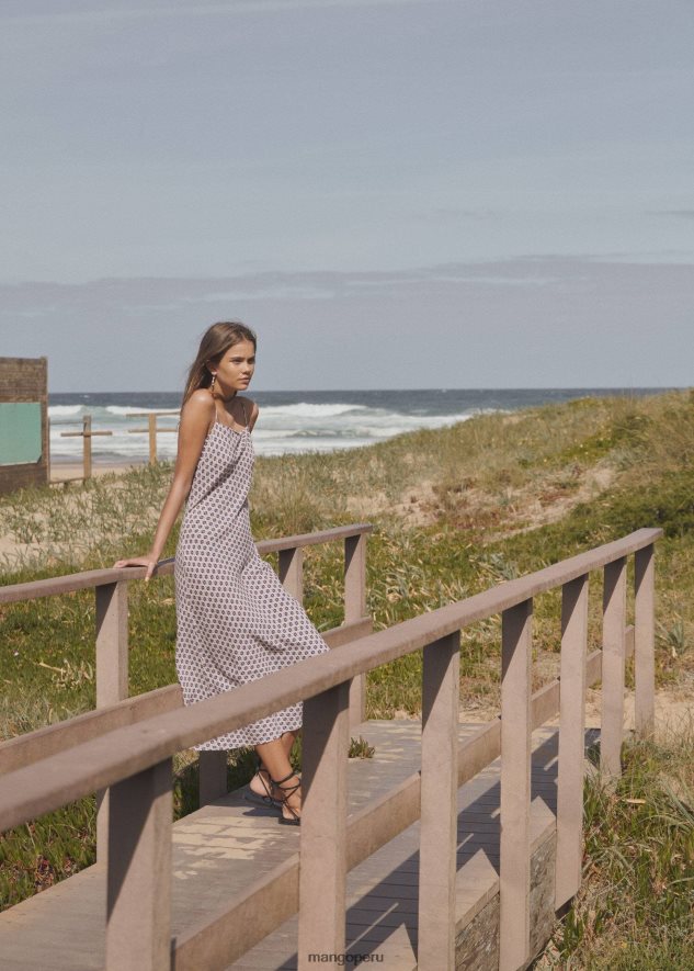 vestido largo estampado beige Mango chicas ropa TJF0T4997