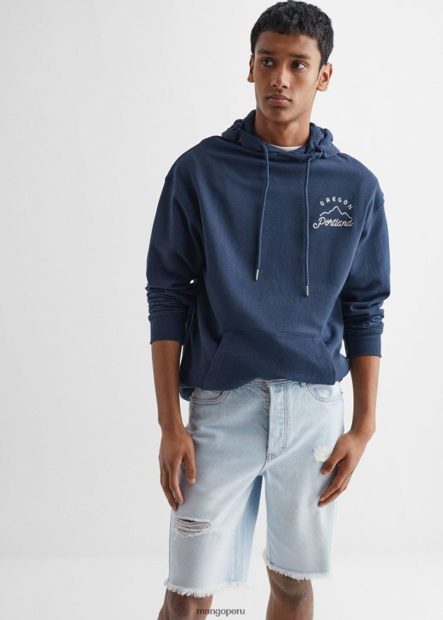 bermudas de mezclilla con detalle rasgado azul medio Mango Niños ropa TJF0T5658