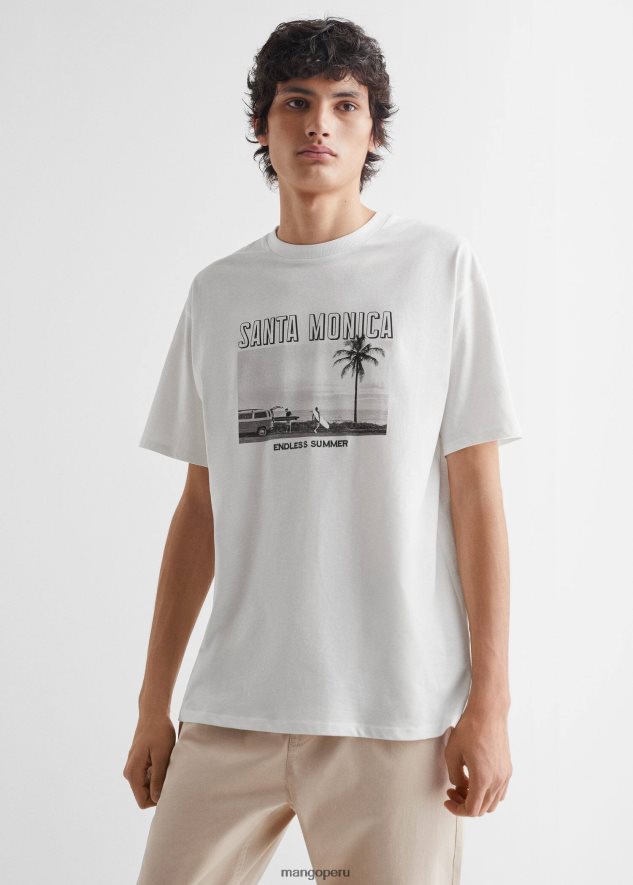 camiseta estampada en mezcla de algodón 1 blanquecino Mango Niños ropa TJF0T5571