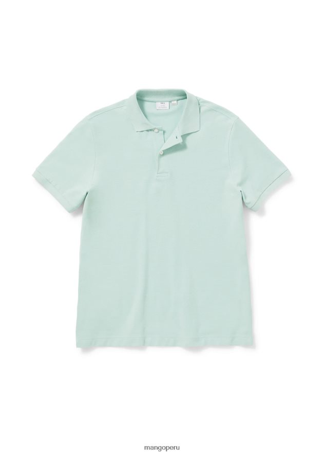 polo de piqué de algodón azul Mango hombres ropa TJF0T3832