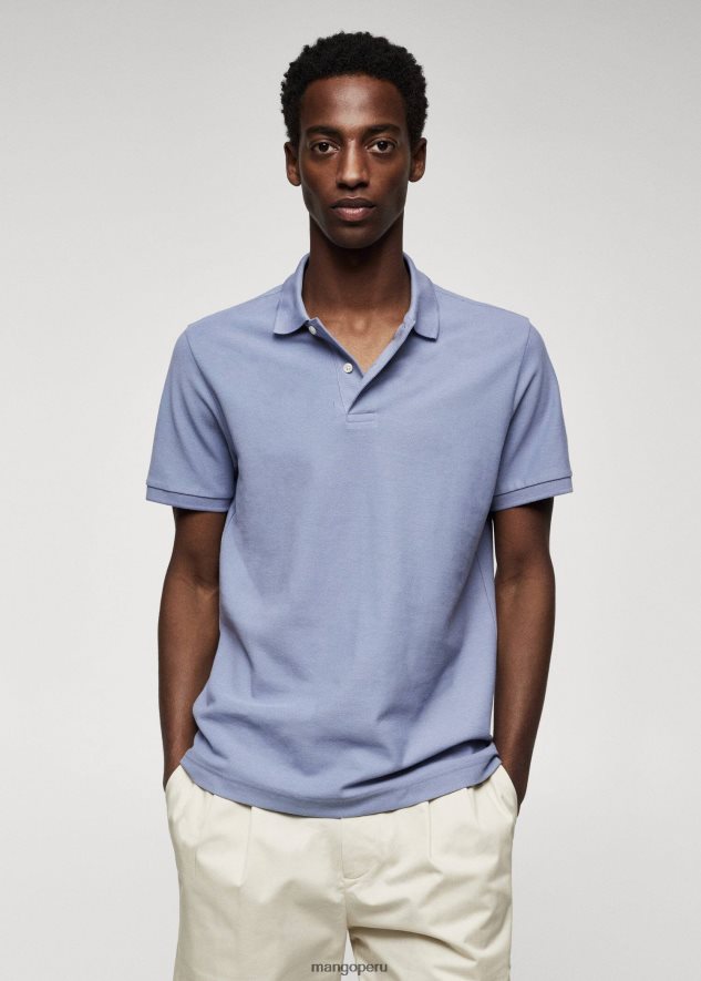 polo de piqué de algodón lavanda Mango hombres ropa TJF0T3831