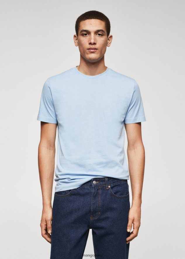 camiseta básica de algodón sostenible cielo azul Mango hombres ropa TJF0T3656