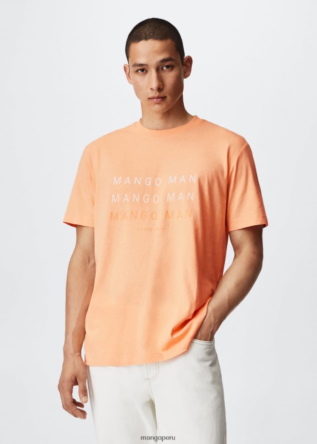 camiseta con logo estampado durazno Mango hombres ropa TJF0T3592