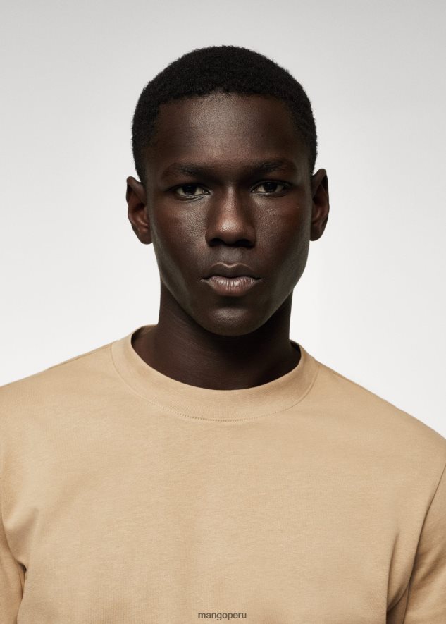 camiseta de algodón de manga larga marrón medio Mango hombres ropa TJF0T3757