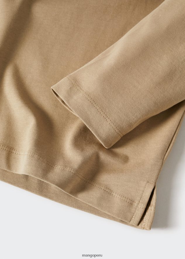 camiseta de algodón de manga larga marrón medio Mango hombres ropa TJF0T3757