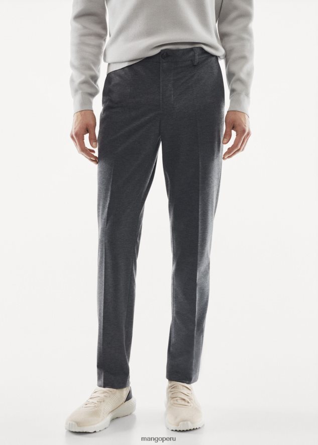 pantalones de traje texturizados de corte slim gris Mango hombres ropa TJF0T4028