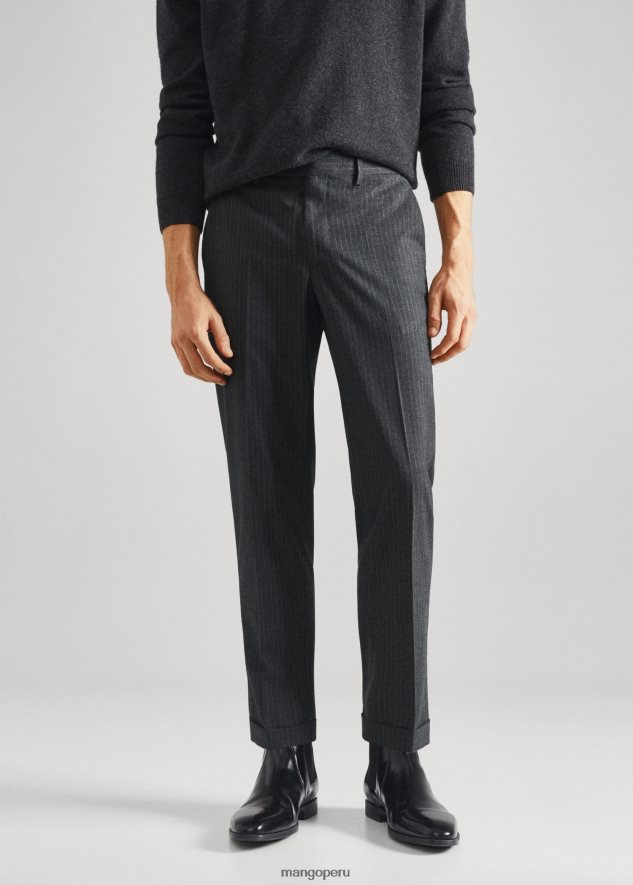 pantalones de vestir a rayas gris Mango hombres ropa TJF0T3959