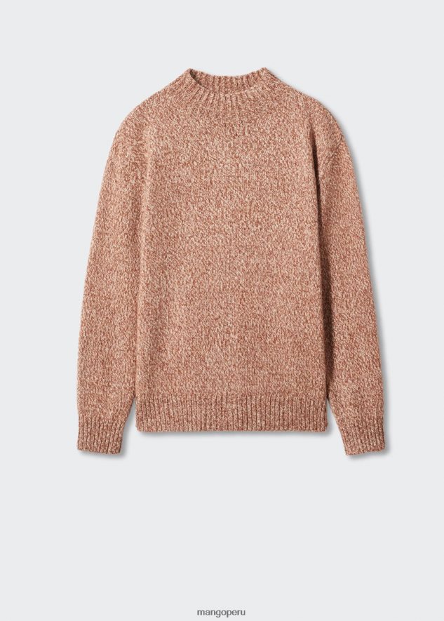 suéter moteado con cuello alto marrón Mango hombres ropa TJF0T4495