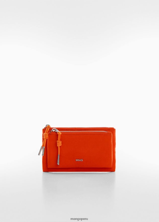 bolso de nailon con doble cremallera naranja Mango mujer accesorios TJF0T3088
