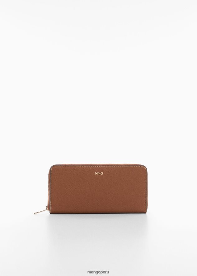 cartera con cremallera y efecto saffiano cuero Mango mujer accesorios TJF0T3119