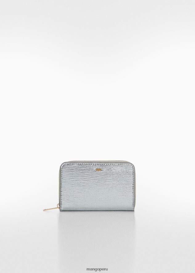 cartera texturizada con logo en relieve plata Mango mujer accesorios TJF0T3130