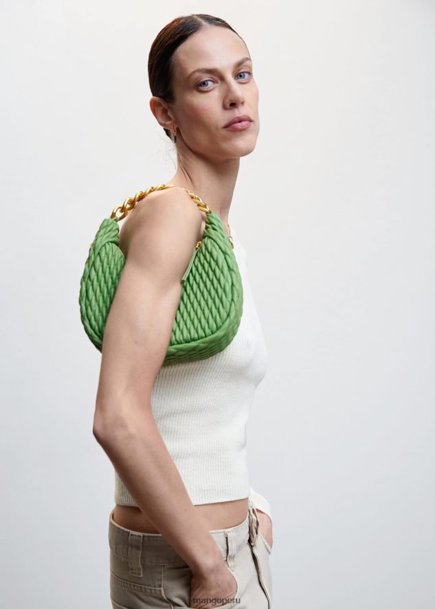 bolso texturizado con cadena verde Mango mujer accesorios TJF0T2752