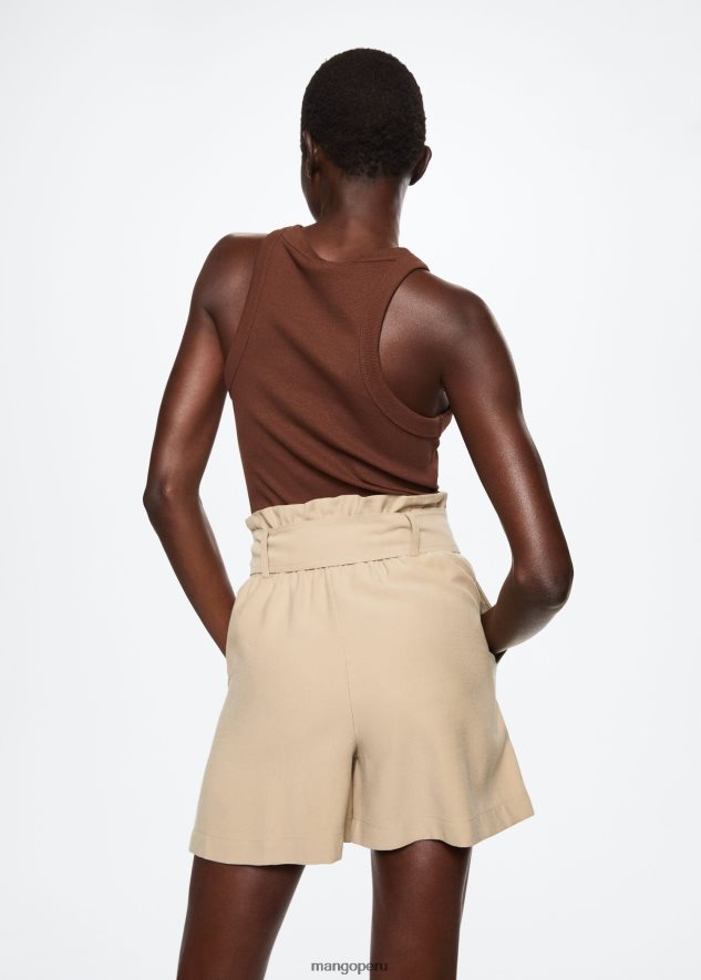 pantalones cortos fluidos con lazo marrón medio Mango mujer ropa TJF0T2128