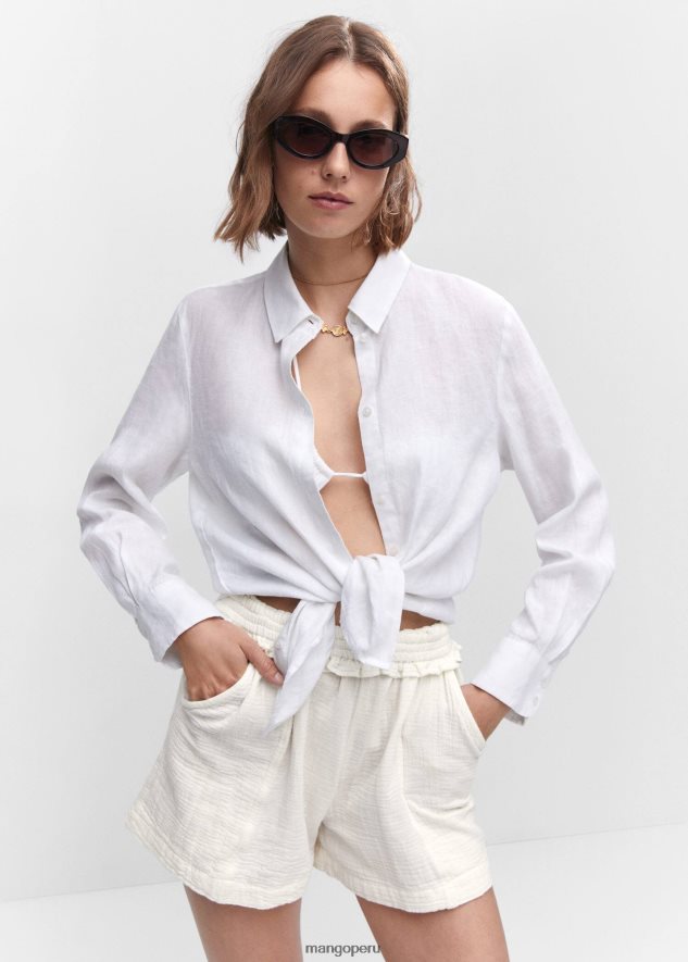 shorts con textura paperbag blanquecino Mango mujer ropa TJF0T2078