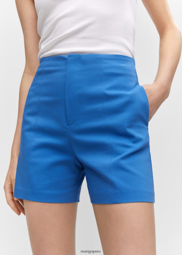 shorts rectos de cintura alta azul Mango mujer ropa TJF0T2088
