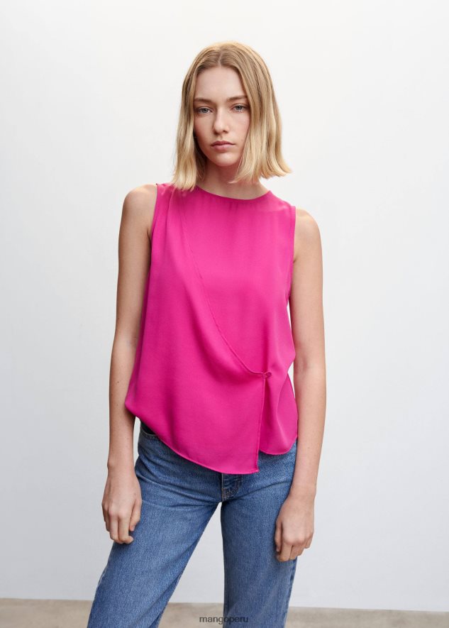 blusa cruzada con botón fucsia Mango mujer ropa TJF0T495