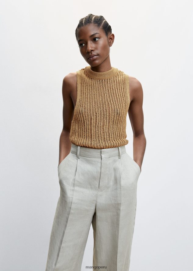 top de punto con cuello perkins marrón Mango mujer ropa TJF0T635