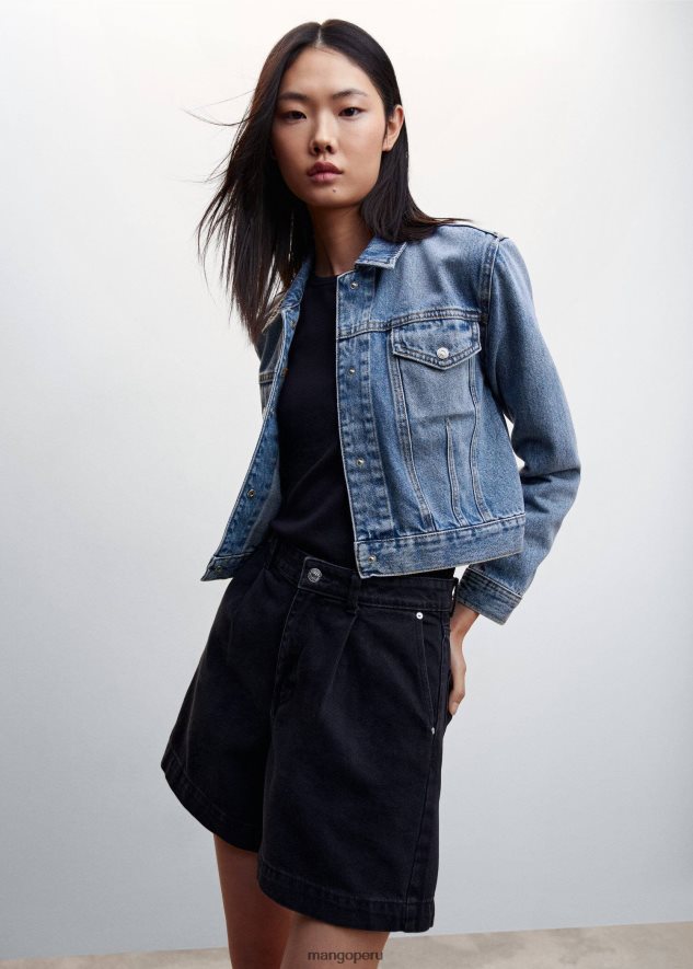 chaqueta vaquera con bolsillos azul medio Mango mujer ropa TJF0T1001