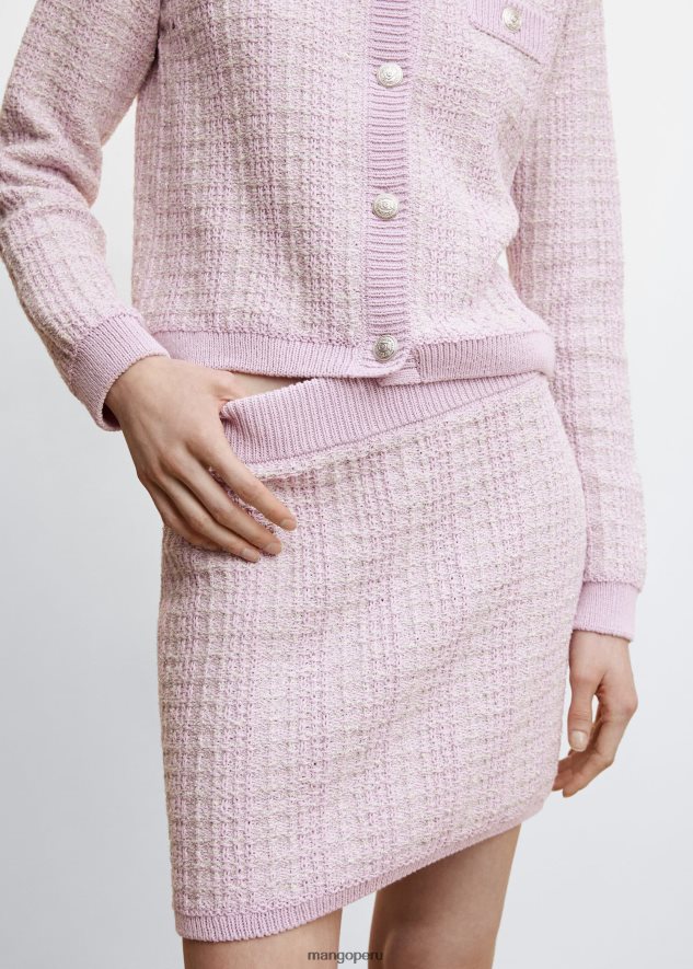 minifalda de tweed violeta claro/pastel Mango mujer ropa TJF0T2006