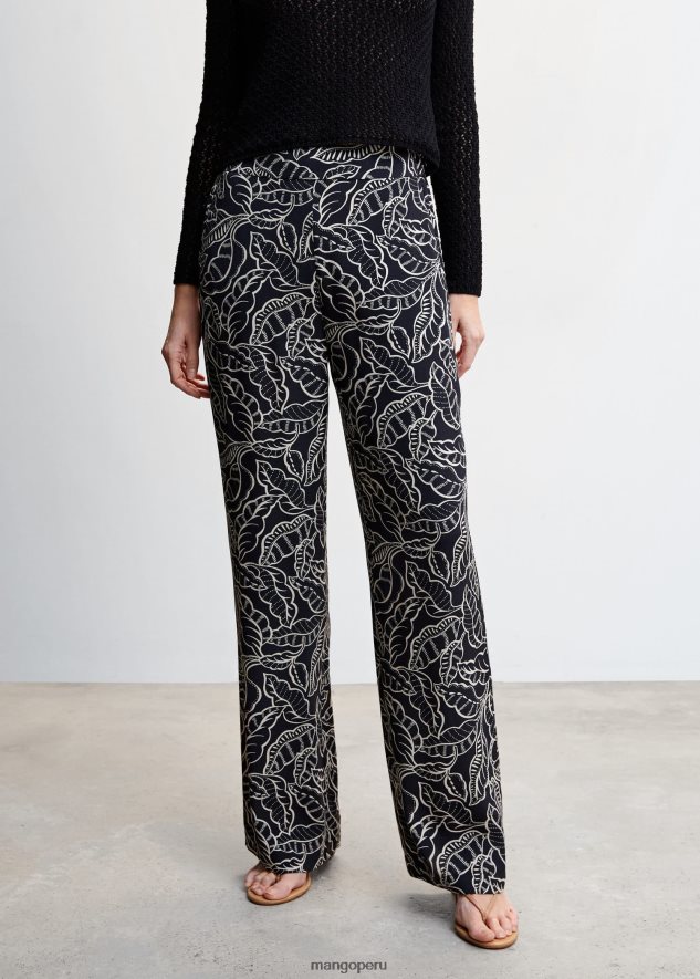 pantalones palazzo florales negro Mango mujer ropa TJF0T1574