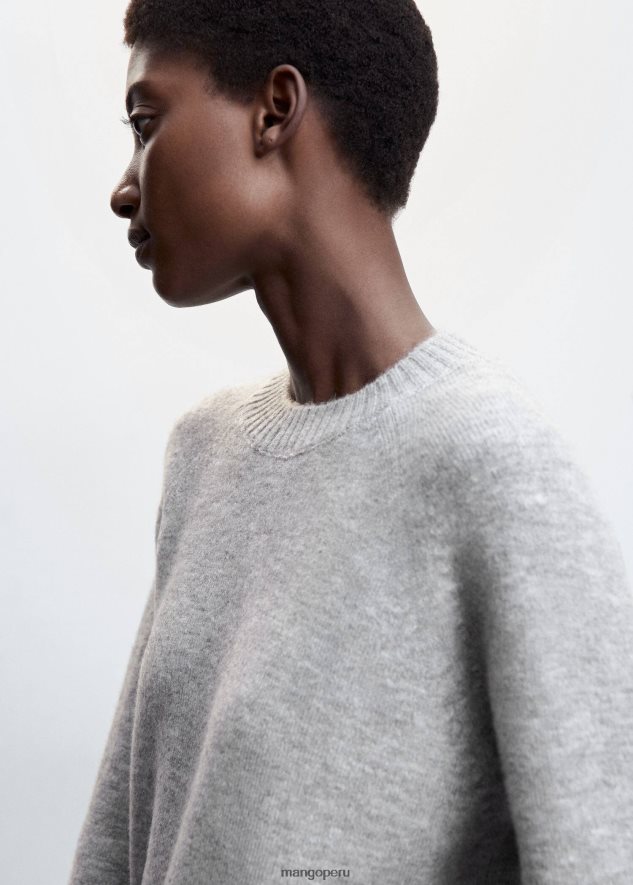 suéter de punto oversize gris jaspeado claro Mango mujer ropa TJF0T1186