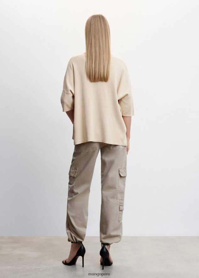 suéter oversize con mangas tres cuartos arena Mango mujer ropa TJF0T1314