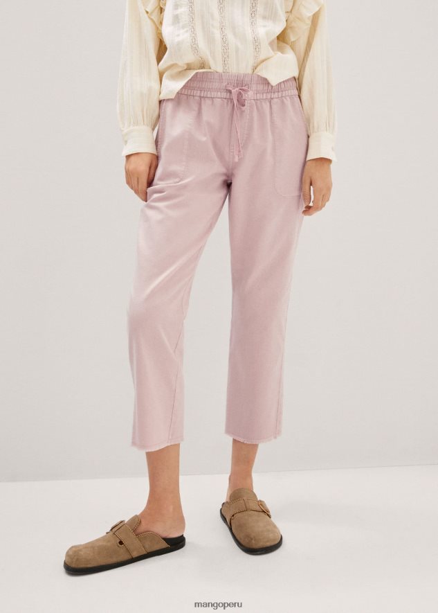 jeans holgados con cordón rosa pastel Mango mujer ropa TJF0T1654