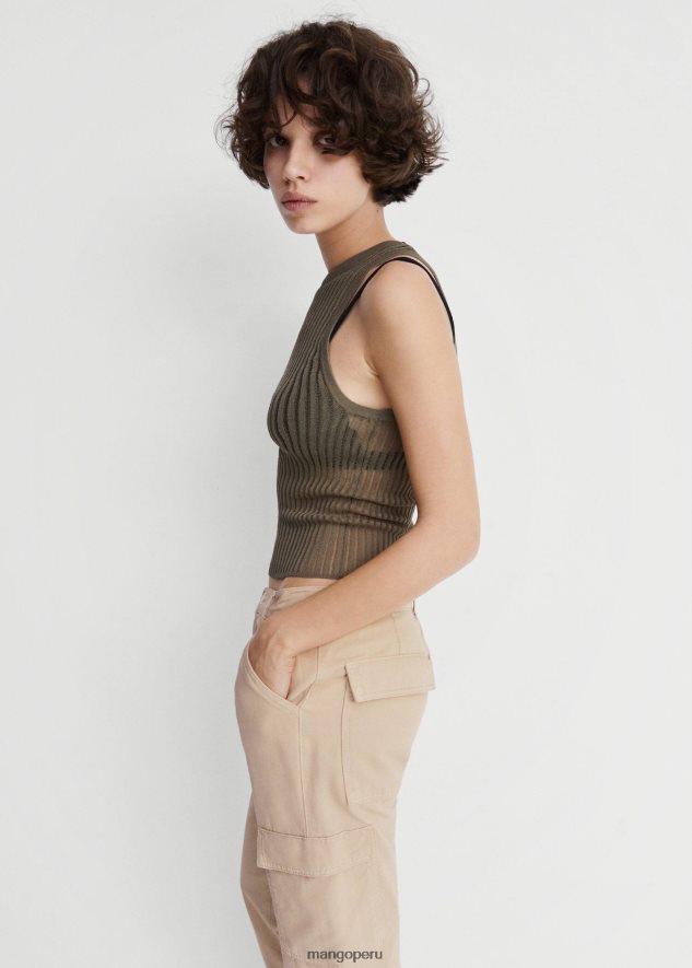 vaqueros cargo con bolsillo crudo Mango mujer ropa TJF0T1646