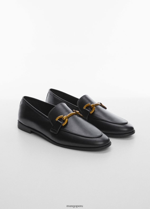 mocasines de piel con hebilla negro Mango mujer calzado TJF0T2451