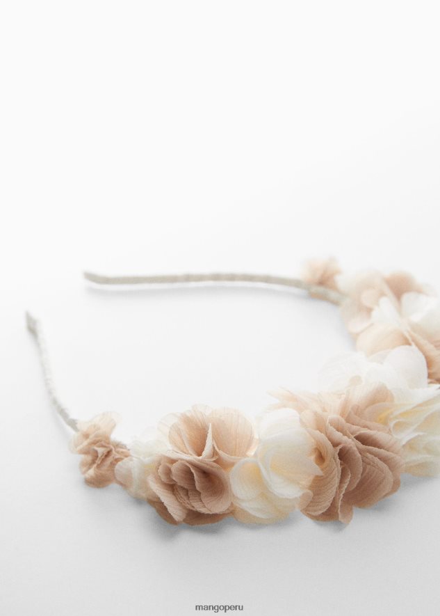 diadema con flores en relieve arena Mango chicas accesorios TJF0T6871
