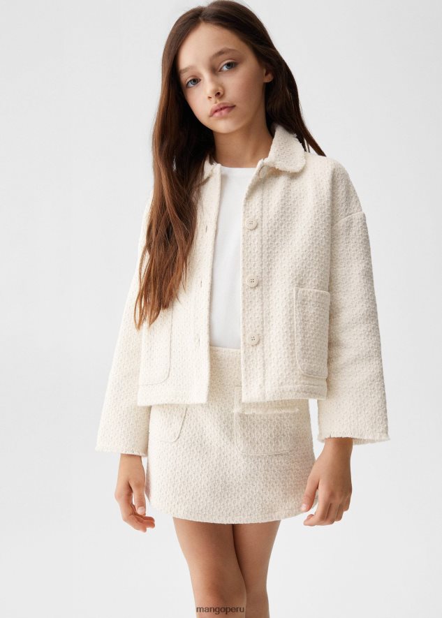 chaqueta texturizada con bolsillos crudo Mango chicas ropa TJF0T6357