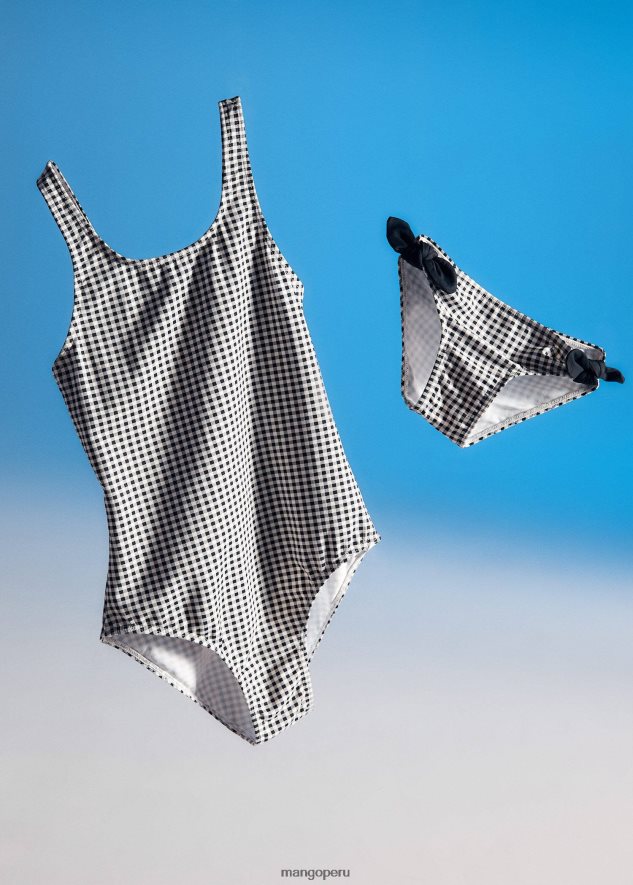 traje de baño a cuadros negro Mango chicas ropa TJF0T6633