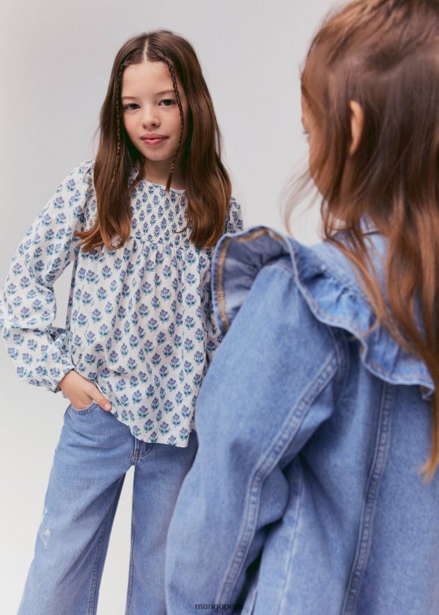 blusa con estampado floral blanco Mango chicas ropa TJF0T6141