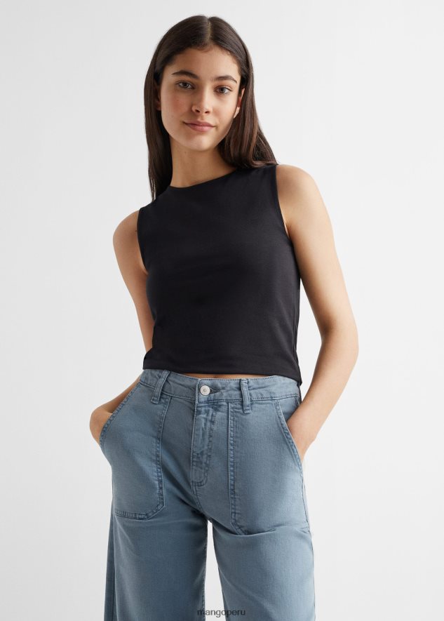 camiseta con tirantes anchos negro Mango chicas ropa TJF0T6032