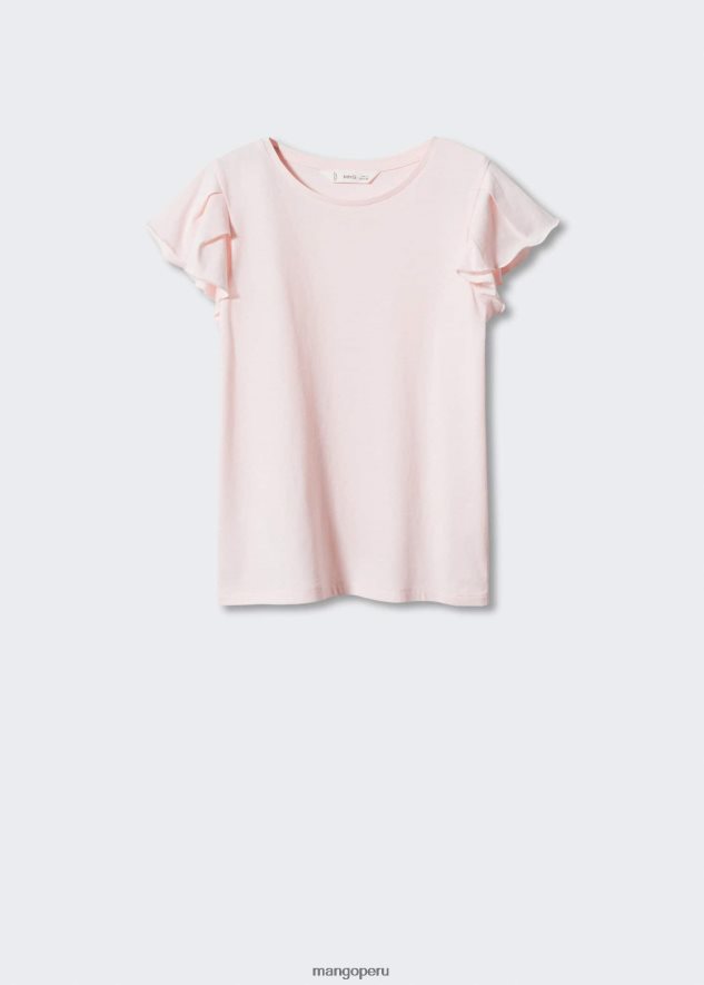 camiseta de manga corta con volantes rosa Mango chicas ropa TJF0T5892